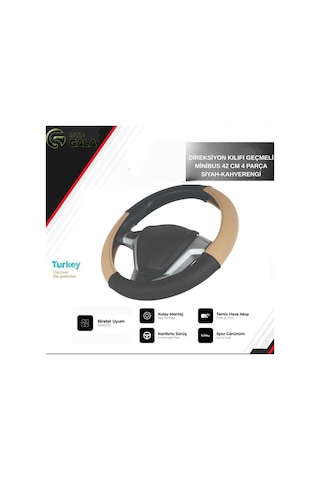 Direksiyon Kılıfı Geçmeli Minibus 42 Cm 4 Parça Siyah-kahverengi Siyah - Kahverengi