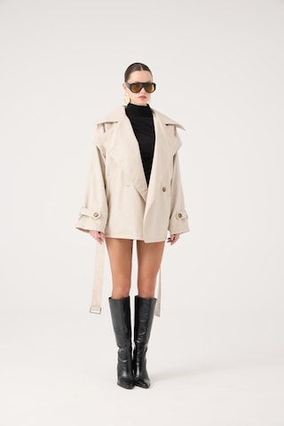 Holly Lolly Kemerli Oversize Kesim Sara Trençkot Bej