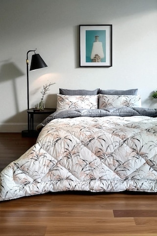 Alla Turca Çift Kişilik 4 Yastık Kılıflı Lastikli Çarşaflı Çift Taraflı Desenli Uyku Seti-natura Gri Gri