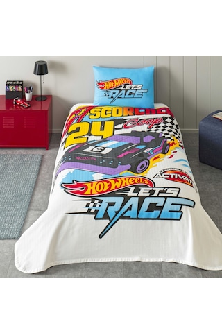 Taç Lisanslı Hot Wheels Fast Tek Kişilik Pamuk Pike Takımı 000000001000050174 Çok Renkli