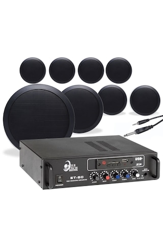 8 Li Siyah Tavan Hoparlörlü Ses Sistemi Paketi Müzik Sistemi