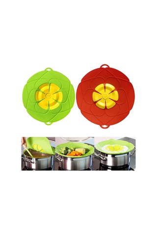 Teltree 2'li Set Silikon Taşma Önleyici Kapak - 26cm & 28cm - Fırın, Bulaşık Makinesi Uyumlu Çok Renkli