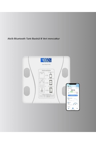 Northcity Akıllı Bluetooth Tartı - 8 Farklı Ölçüm Verisi Ve Otomatik Kişi Tanıma İle Sağlık Takibi