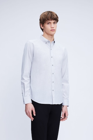 Hatemoğlu Gri Slim Fit Uzun Kollu Düğmeli Yaka Pamuklu Gömlek 24d190000051 Ag1 Gri - Açık Gri