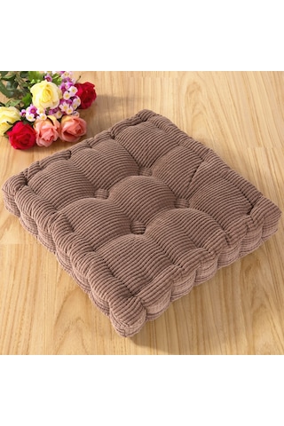 Monyee Kahverengi Kordeli Makyajlı Oturma Yastığı - Kare 45x45cm 500g - Ev & Okul Sandalyeleri İçin Konfor Verici Dayanıklı Diğer