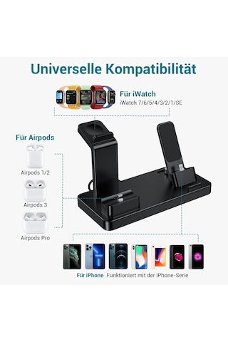3'ü 1 Arada Masaüstü Şarj Standı - İphone, Apple Watch Ve Airpods Uyumlu Çoklu Şarj İstasyonu