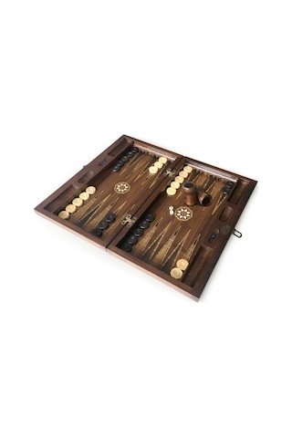 Helena Wood Art Smarty Carved Oymalı Tavla Koyu Ceviz