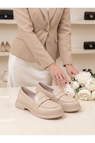 Nesilshoes Nesil Shoes Dvm 2530 Bej Maskulen Kadın Loafer
