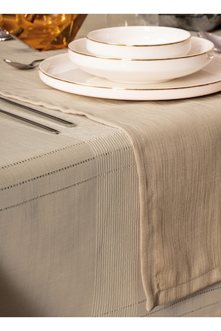 Cotton Box Antique Masa Örtüsü Seti Jasmine Bej 155x220