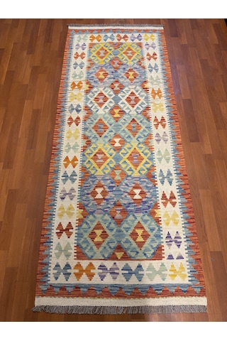 El Dokuma Afgan Kilim Yolluk 100% Yün Kök Boya Harıka Desenlı Yolluk Çok Renkli