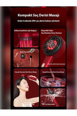 Şarjlı Ve Titreşimli Saç Masaj Tarağı Bakım Yağı Hazneli Fırça Lisinya