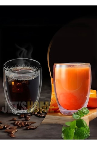 12 Li Set Latte Bardağı Cappuccino Bardağı Çift Cidarlı Bardak Americano Bardağı 350 Ml Kahve Bardak Şeffaf