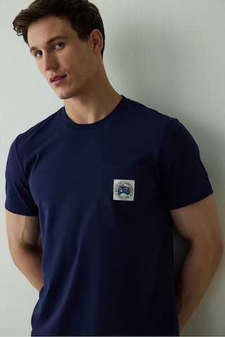 Penti Lacivert Never Erkek Slogan Baskılı Kısa Kollu Pamuklu Pijama Takımı Lacıvert