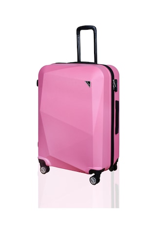 Polo&Sky Elmas Model Pembe Renk Büyük Boy Valiz Bavul