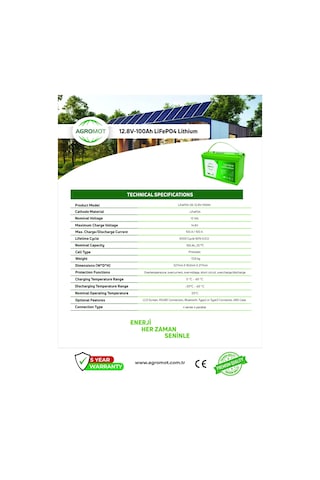 Agromot 12.8v 100ah Lityum Akü