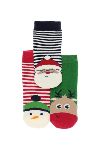 Panço Unisex Çocuk Yeşil-kırmızı 3'lü Çorap
