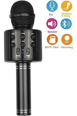 Bluetooth Karaoke Mikrofon Ws-858 Taşınabilir Kablosuz Hoparlörlü Karaoke Mikrofonu Çocuk Ve Yetişkin Uyumlu Dj Party Mic