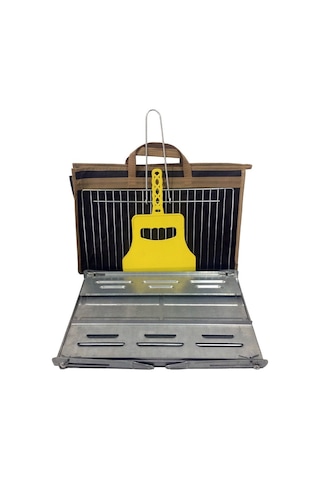 Gelincik Paslanmaz Portatif Kömürlü Mangal + Yelpaze + Çanta