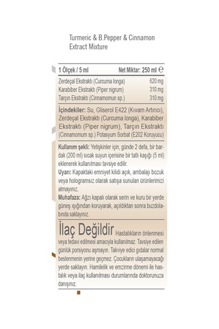 Nanocur Curcumix Zerdeçal - Karabiber - Tarçın Ekstraktı Karışımı 250 ML