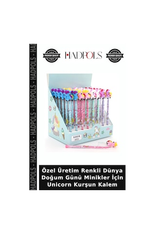 Özel Üretim Renkli Dünya Doğum Günü Minikler İçin Unicorn Kurşun Kalem