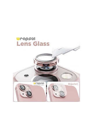 Apple Uyumlu iPhone 15 Pembe Kamera Lens Koruyucu Kolay Uygulama Aparatlı