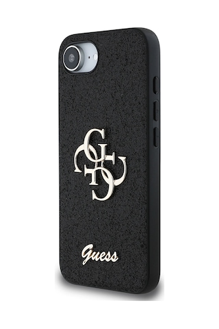 Apple Uyumlu iPhone 16e Kılıf Guess Lisanslı 4g Büyük Metal Logolu Glitter Kapak Siyah