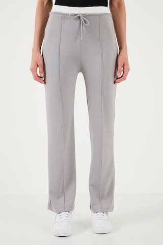 Lela Streç Slim Fit Yüksek Bel Geniş Paça Çimalı Bayan Eşofman Altı 5866078 Gri