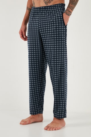 Buratti Ekoseli Yumuşak Dokulu Regular Fit Uzun Kollu Erkek Pijama Takımı 609611030 Lacivert-Gri