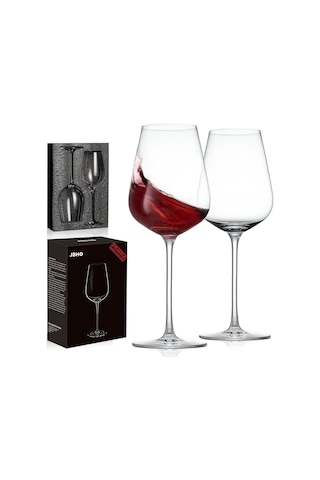 El Üfleme İtalyan Tarzı Kristal Bordo Şarap Kadehleri - Harika Hediye Paketi - Kırmızı Şarap Kadehleri Kurşunsuz Premium Kristal Şeffaf Cam - 56,68 Ml Set - 500,34 Ml Çok Renkli