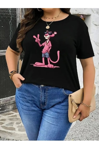Modi Baskılı Oversize Bisiklet Yaka T-shirt - Beyaz - Mymg158836