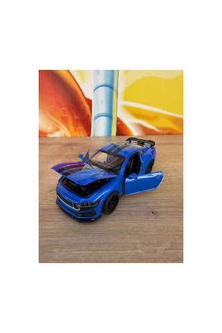 Ford Mustang Diecast Model Araba Sesli Işıklı Açılan Kapılar Ford Spor Model Araba Mavi - Siyah