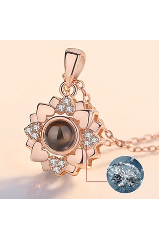 Ehediye Chavin 100 Dilde Seni Seviyorum Projeksiyon Kalp Kolye Ed07Rs Gümüş