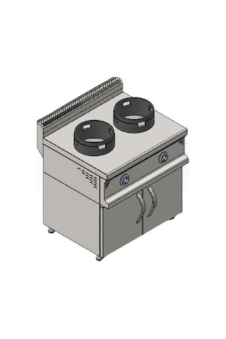 Csa İnox Karacasan Endüstriyel 900 Seri Dolaplı Çiftli Doğalgazlı Wok Ocak
