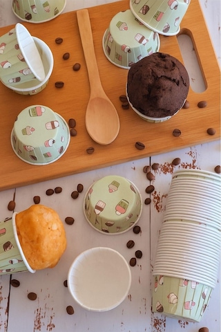 Mint Yeşili Dondurma Desenli Kek Kapsülü 50 Adet Renkli Muffin Cupcake Kağıdı 50x39 Mm Diğer