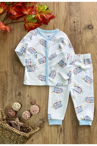 Hello Baby Ayıcıklı Erkek Bebek Pijama Takımı Mavi