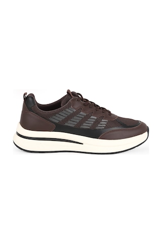 LBR H1135 Ea Nefes Alabilir Örme Triko Kumaşlı Bağcıklı Kalın Eva Taban Günlük Sneaker Kahve-beyaz