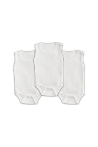 Ayağıma Getir Novibaby 3'lü Ribana Bebek Atlet Body Zıbın Raporlu Çıtçıtlı Beyaz 100% Pamuk - Ribana Bebek Body Zıbın Çok Renkli