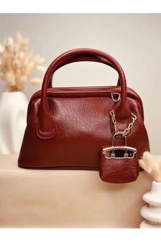 Elora Atelier Bowler Bordo Deri El Çantası Çok Renkli