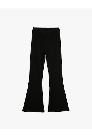 Koton Basic İspanyol Paça Pantolon Beli Lastikli Siyah 4wkg40029ak Siyah