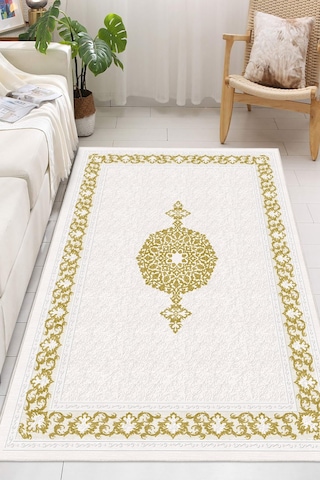 Modern Makinede Yıkanabilir Kaydırmaz Leke Tutmaz Salon Halı Oturma Odası Halı Mutfak Halı Ve Yolluk Altın