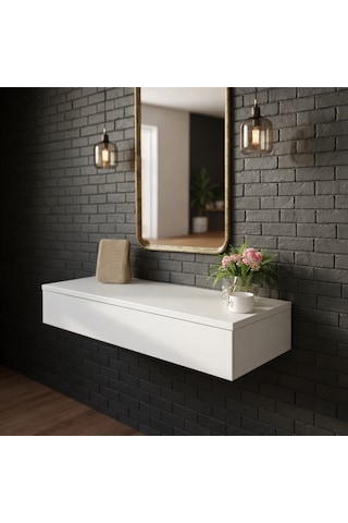 Mdf Makyaj Masası Ve Dresuar 100x30 Cm Çekmeceli Modern Tasarım Beyaz