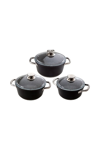 Jumbo Darci Black 3'lü Midi Tencere Seti 0462
