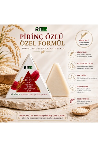 Pirinç Sabunu - Cilt Beyazlatıcı, Leke Karşıtı & Aydınlatıcı - Hyaluronik Asit & Kolajen