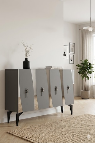 Ka1213as Elips Konsol Ve Tv Sehpası Antrasit-silver 120cm