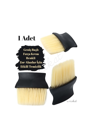 Geniş Başlı Fırça Krem Renkli Zor Alanlar İçin Etkili Temizlik Toz Alma 1 Adet