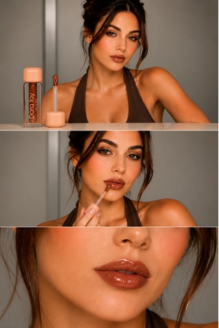 Spf30 Peptit İçeren Lip Gloss Caramel Nude 02 Kolajen & Hyalüronik Asit Destekli Nemlendirici Ve Besleyici Dudak Parlatıcısı / Joy Pepdide Kahverengi