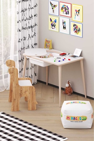 Miracle 3d Çocuk Oyun Etkinlik Çalışma Masası Ve Sandalye - Aktivite Masası 1667553238 Beyaz