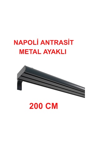 Napoli Metal Başlıklı Üçlü Dekoratif Ray Korniş Modern Rustik-antrasit 200 Cm Antrasit