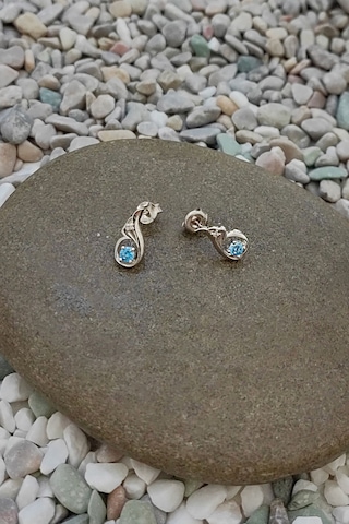 Chavin Topaz Melek Kanadı 0.02 Carat Gümüş Küpe Ey47 Beyaz