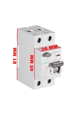 Sigma 2x40a 30ma 6ka Ac Tip Monofaze Kaçak Akım Koruma Rolesi